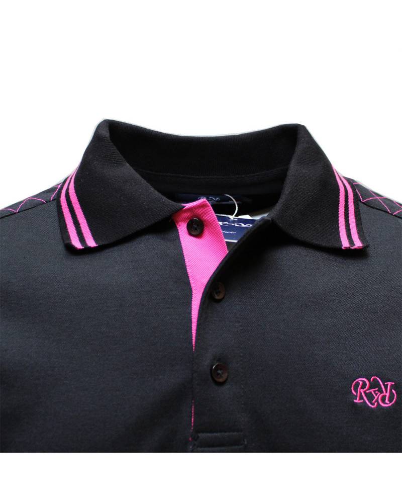 Polo de rugby Côté Vintage noir et fuchsia - ML