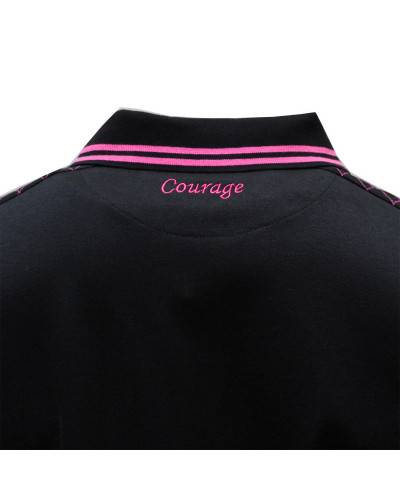 Polo de rugby Côté Vintage noir et fuchsia - ML