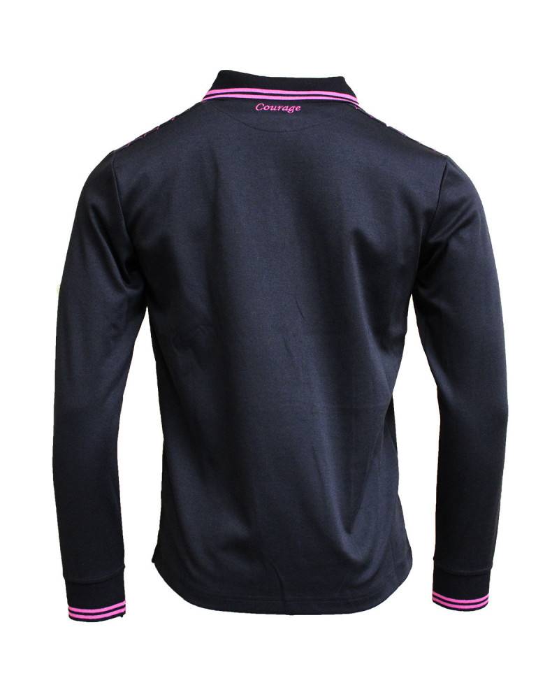 Polo de rugby Côté Vintage noir et fuchsia - ML