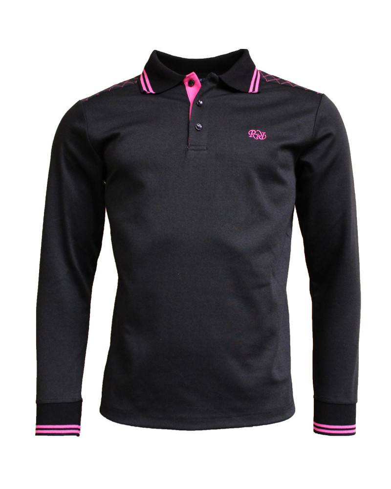 Polo de rugby Côté Vintage noir et fuchsia - ML