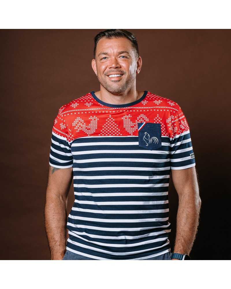 T-shirt de rugby Christmas Marinière