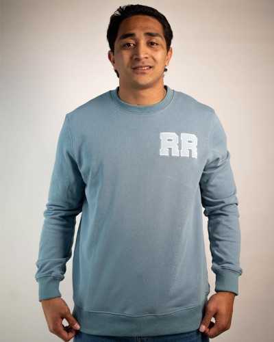 Sweat col rond Rugby bleu gris