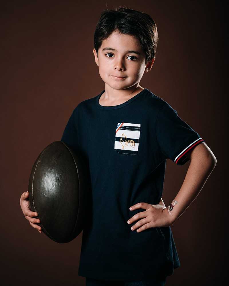 T-shirt rugby à poche Marinière - Enfant