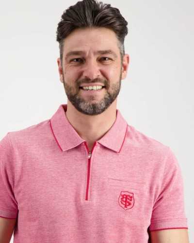 Polo Homme Zip rouge - Stade Toulousain