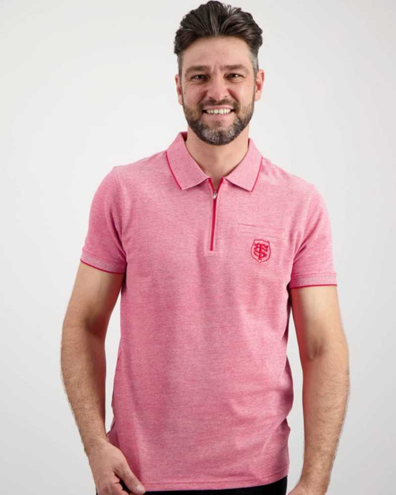 Polo Homme Zip rouge - Stade Toulousain