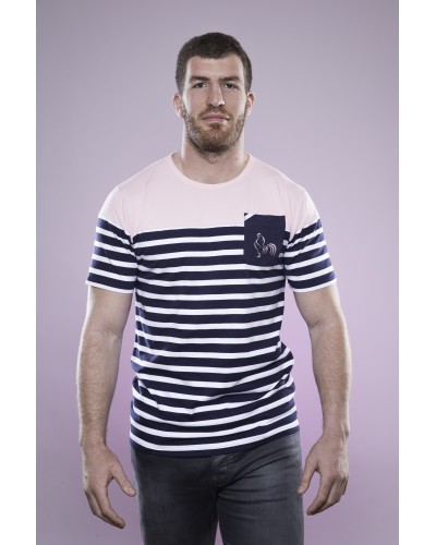 T-shirt de rugby Marinière à la rose